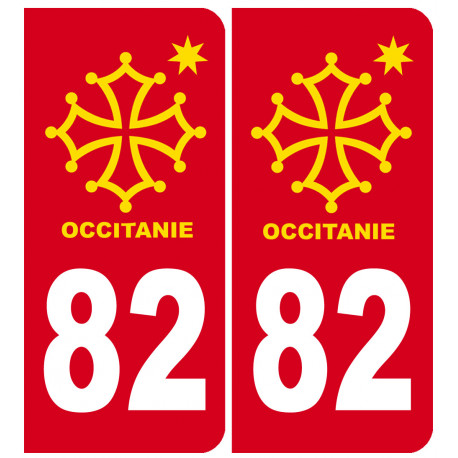 immatriculation 82 occitanie - 2 stickers de 10,2x4,6cm - Sticker/autocollant