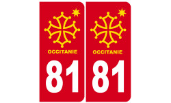 immatriculation 81 occitanie - 2 stickers de 10,2x4,6cm - Sticker/autocollant