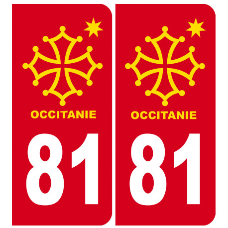 immatriculation 81 occitanie - 2 stickers de 10,2x4,6cm - Sticker/autocollant