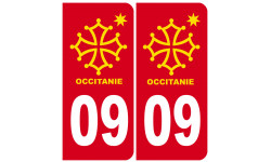 immatriculation 09 Occitanie - 2 stickers de 10,2x4,6cm - Sticker/autocollant