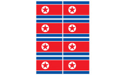 Sticker / autocollant : Drapeau Corée du Nord - 8 stickers - 9.5 x 6.3 cm