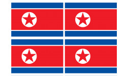 Drapeau Corée du Nord - 4 stickers - 9.5 x 6.3 cm - Sticker/autocollant