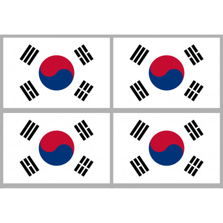 Corée du Sud - 4 stickers - 9.5 x 6.3 cm - Sticker/autocollant