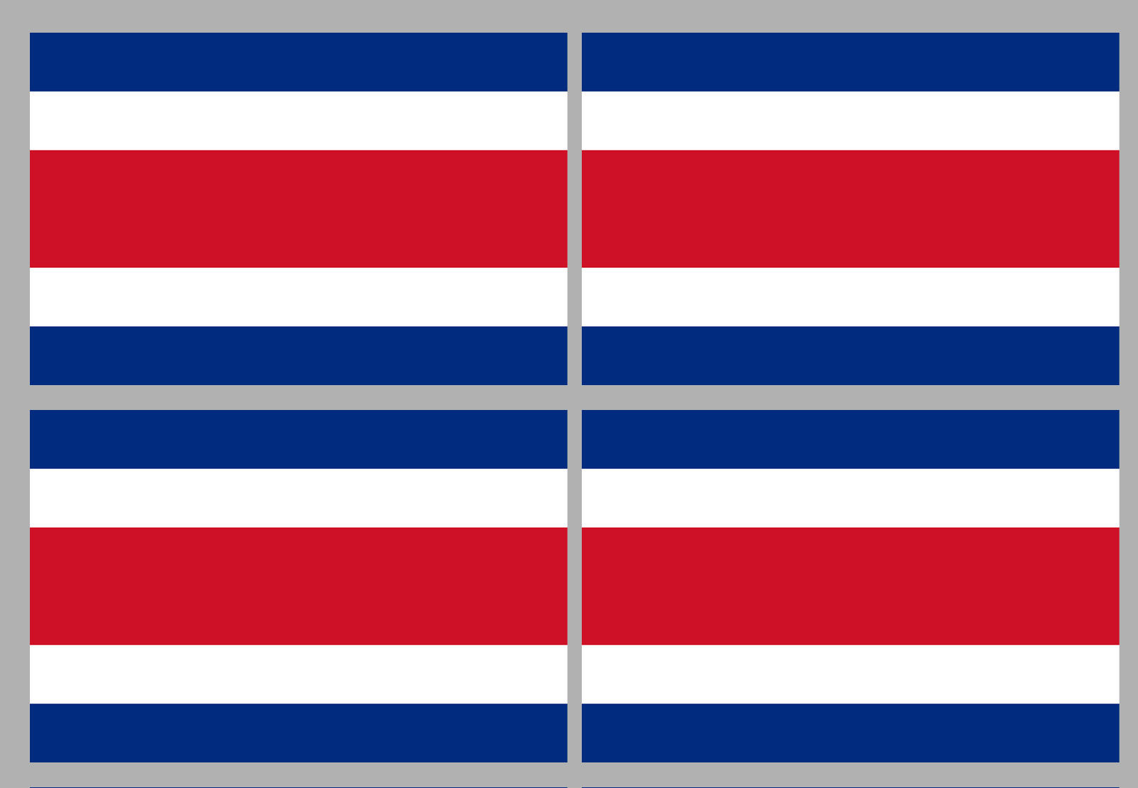 Drapeau Costa Rica - 4 stickers - 9.5 x 6.3 cm - Sticker/autocollant