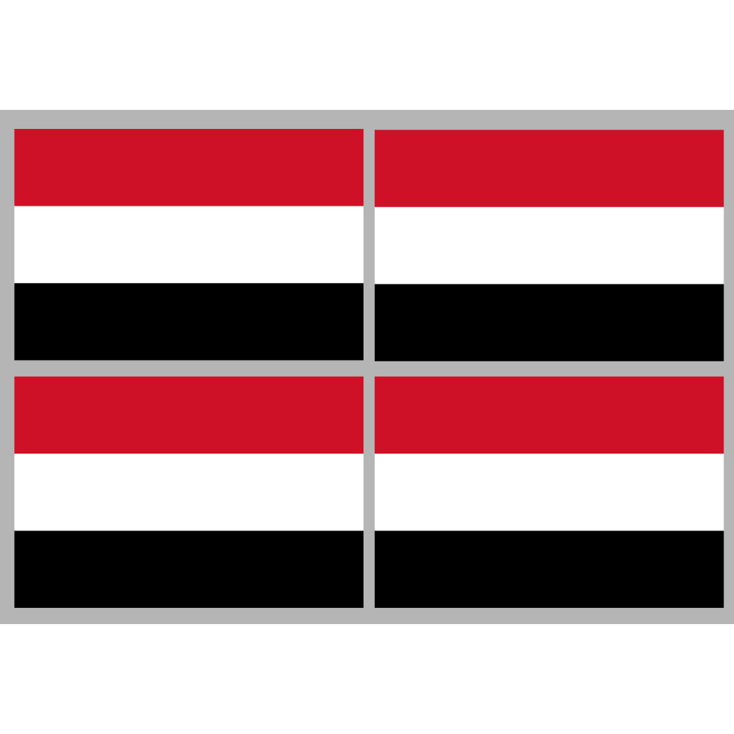 Drapeau Yémen - 4 stickers - 9.5 x 6.3 cm - Sticker/autocollant