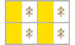 Drapeau Vatican - 4 stickers - 9.5 x 6.3 cm - Sticker/autocollant