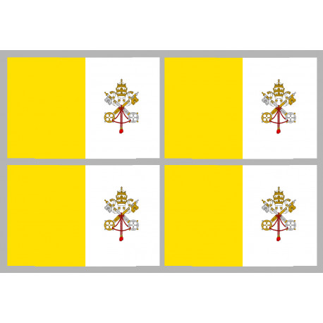 Drapeau Vatican - 4 stickers - 9.5 x 6.3 cm - Sticker/autocollant