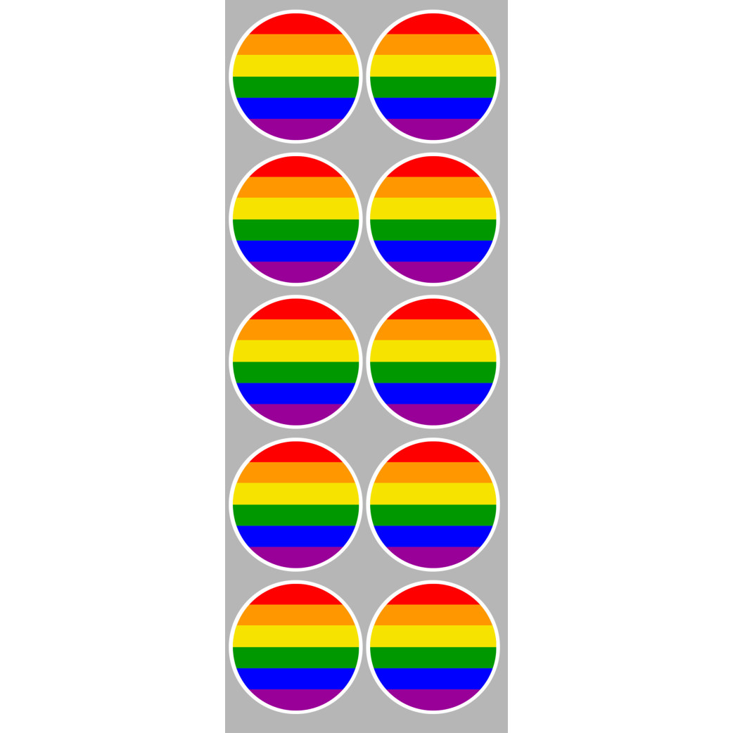  drapeau LGBT - 10 stickers de 5cm - Sticker/autocollant