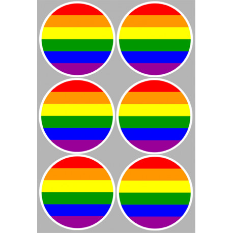  drapeau LGBT - 6 stickers de 9cm - Sticker/autocollant