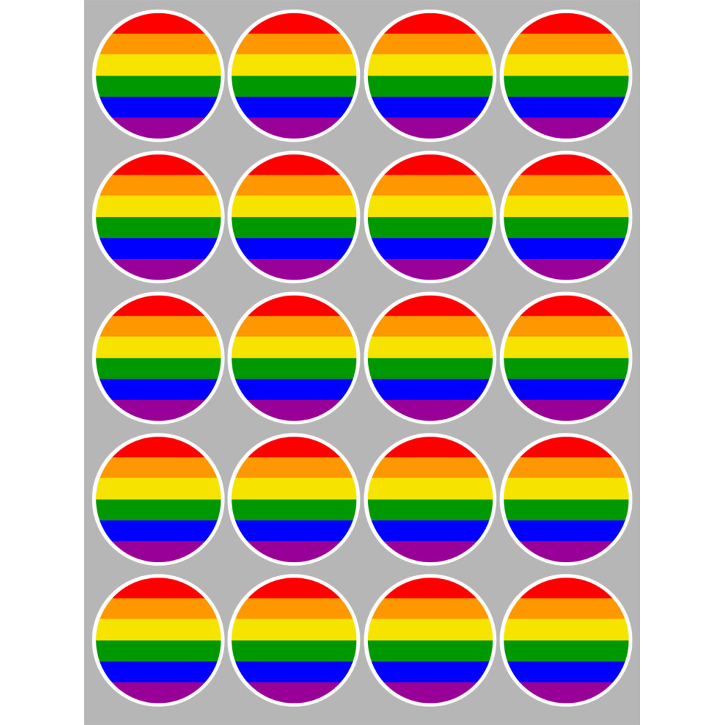  drapeau LGBT - 20 stickers de 5cm - Sticker/autocollant