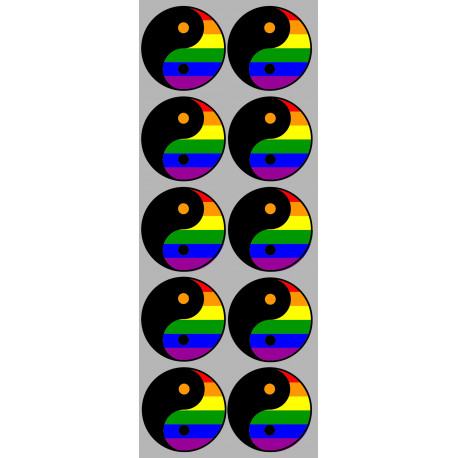 YIN YANG LGBT - 10 stickers de 5cm - Sticker/autocollant