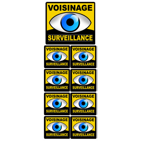 voisinage surveillance - 1fois 10cm - 8fois 5cm - Sticker/autocollant