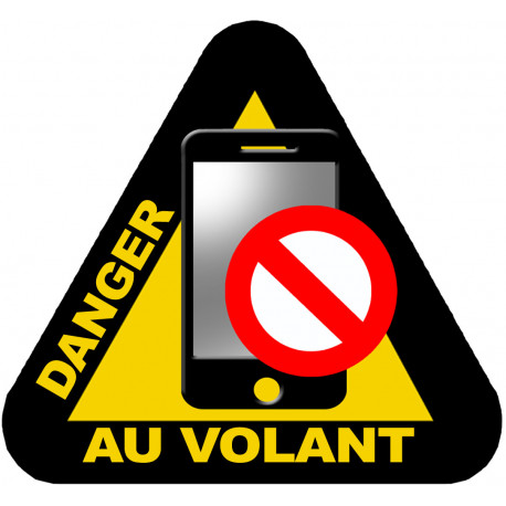 Smartphone - Danger au volant - 10x9.2cm - Sticker/autocollant