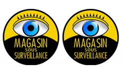 Magasin sous surveillance - 2 stickers 5x5cm - Sticker/autocollant
