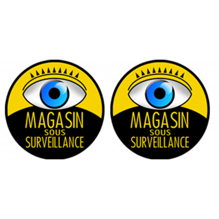 Sticker / autocollant : Magasin sous surveillance - 2 stickers 5x5cm