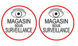 Magasin sous une surveillance - 2 stickers de 5x5cm - Sticker/autocollant