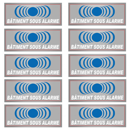 Sticker / autocollant : bâtiment sous protection - 10 stickers de 7x2.5cm