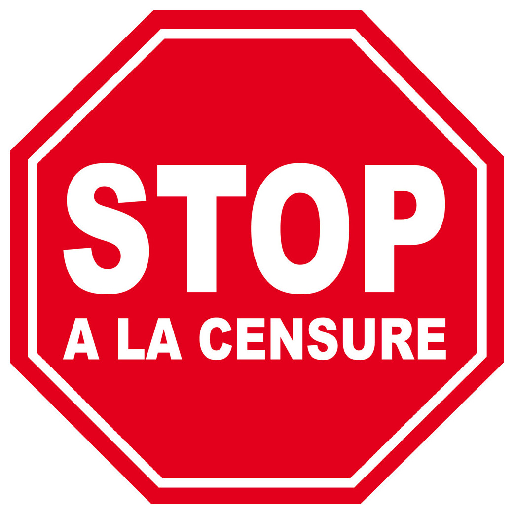 censure STOP - 20x20cm - Sticker/autocollant