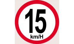 Disque de vitesse 15Km/H bord rouge - 20cm - Sticker/autocollant