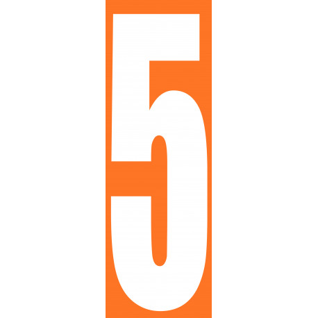 numéro orange 5 - 30x10cm - Sticker/autocollant