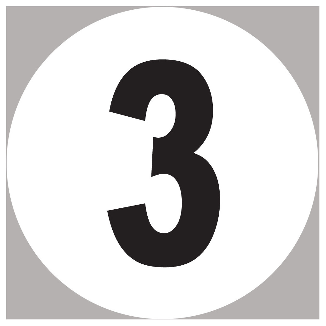 numéro 3 - 20x20cm - Sticker/autocollant