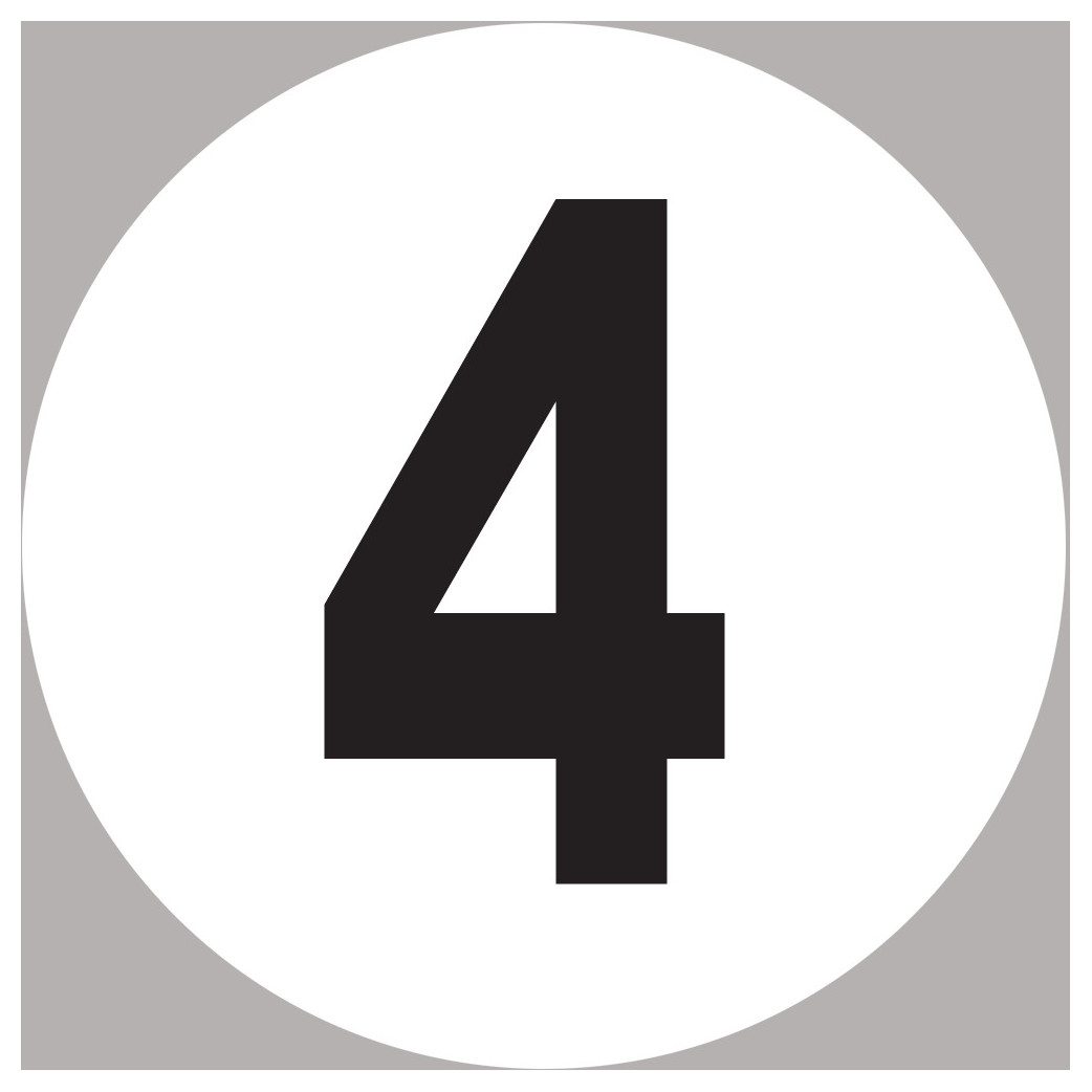 numéro 4 - 20x20cm - Sticker/autocollant