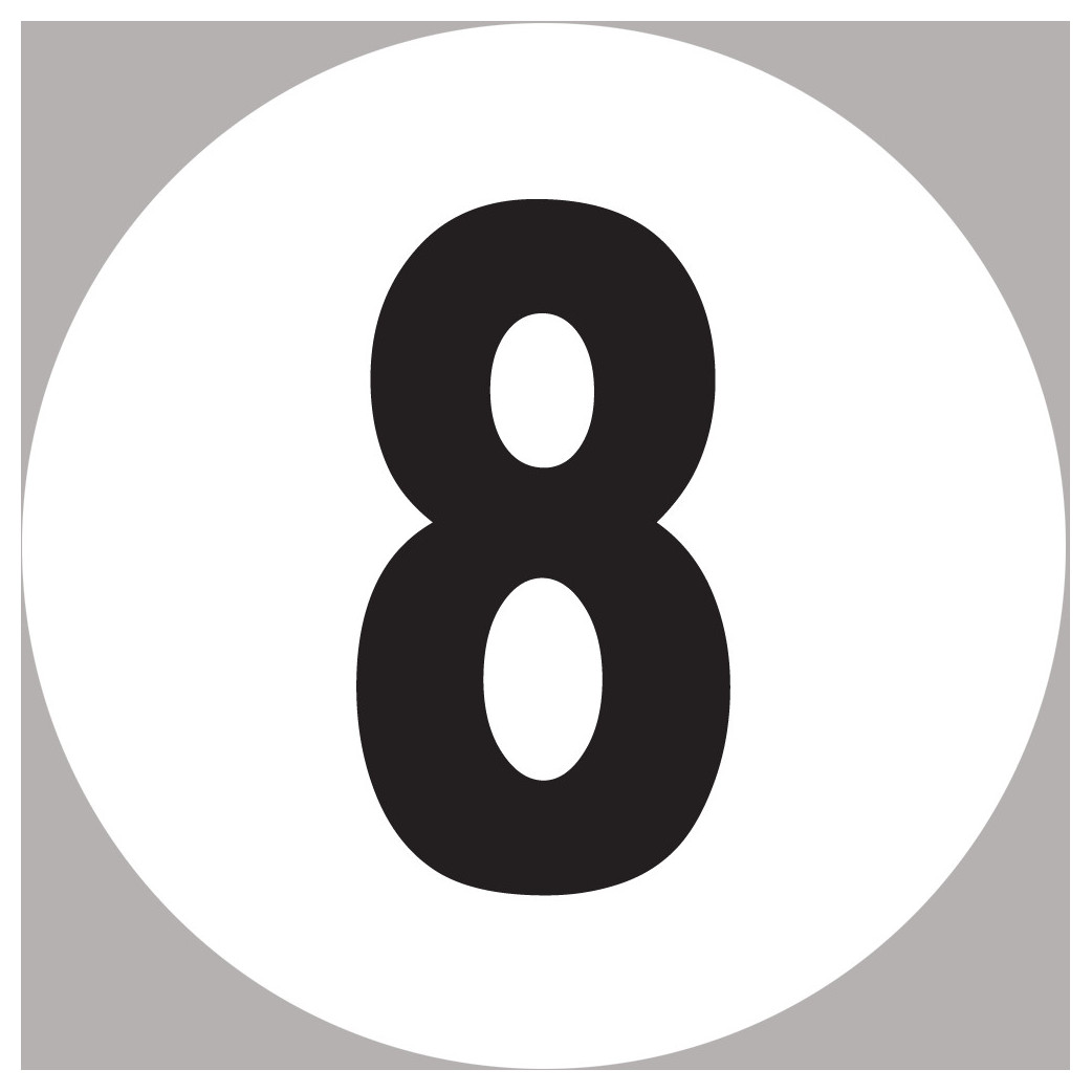 numéro 8 - 15x15cm - Sticker/autocollant