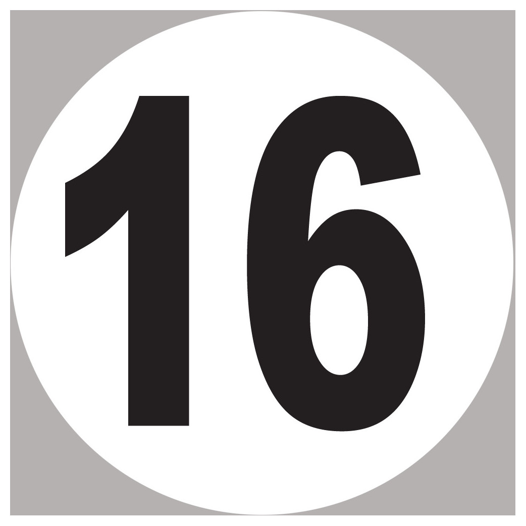 numéro 16 - 15x15cm - Sticker/autocollant