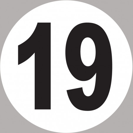 numéro 19 - 5x5cm - Sticker/autocollant numéro 19 - 5x5cm - Sticker/autocollant