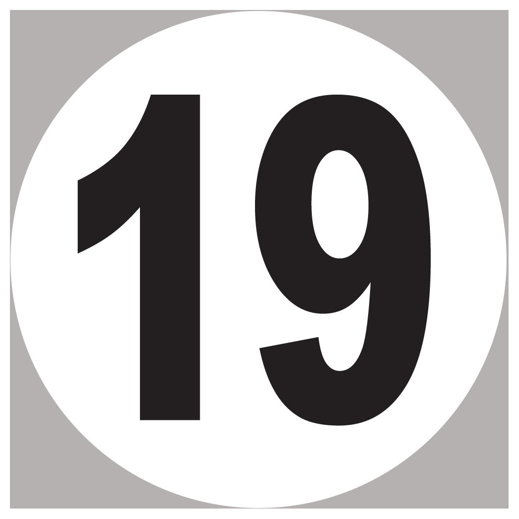 numéro 19 - 20x20cm - Sticker/autocollant