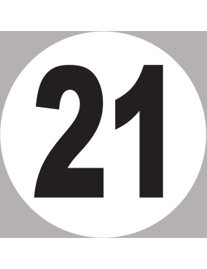 numéro 21 - 15x15cm - Sticker/autocollant