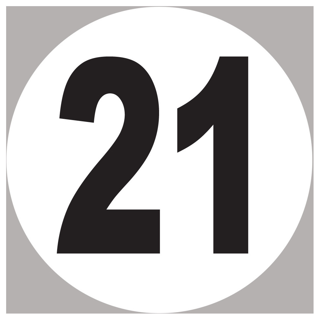 numéro 21 - 20x20cm - Sticker/autocollant