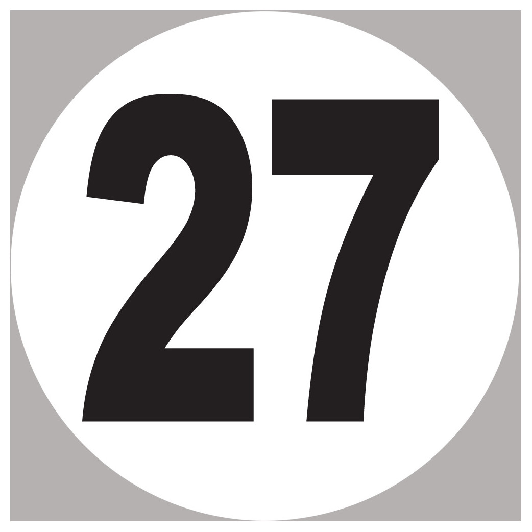 numéro 27 - 10x10cm - Sticker/autocollant