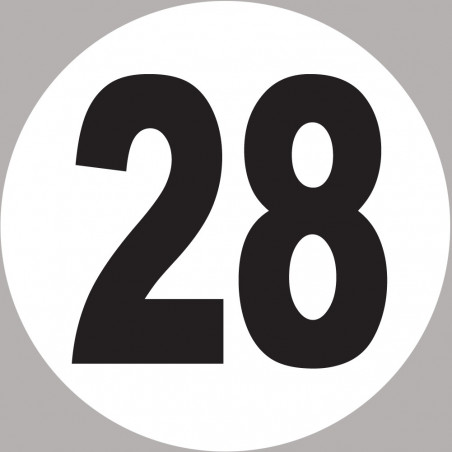 numéro 28 - 5x5cm - Sticker/autocollant numéro 28 - 5x5cm - Sticker/autocollant