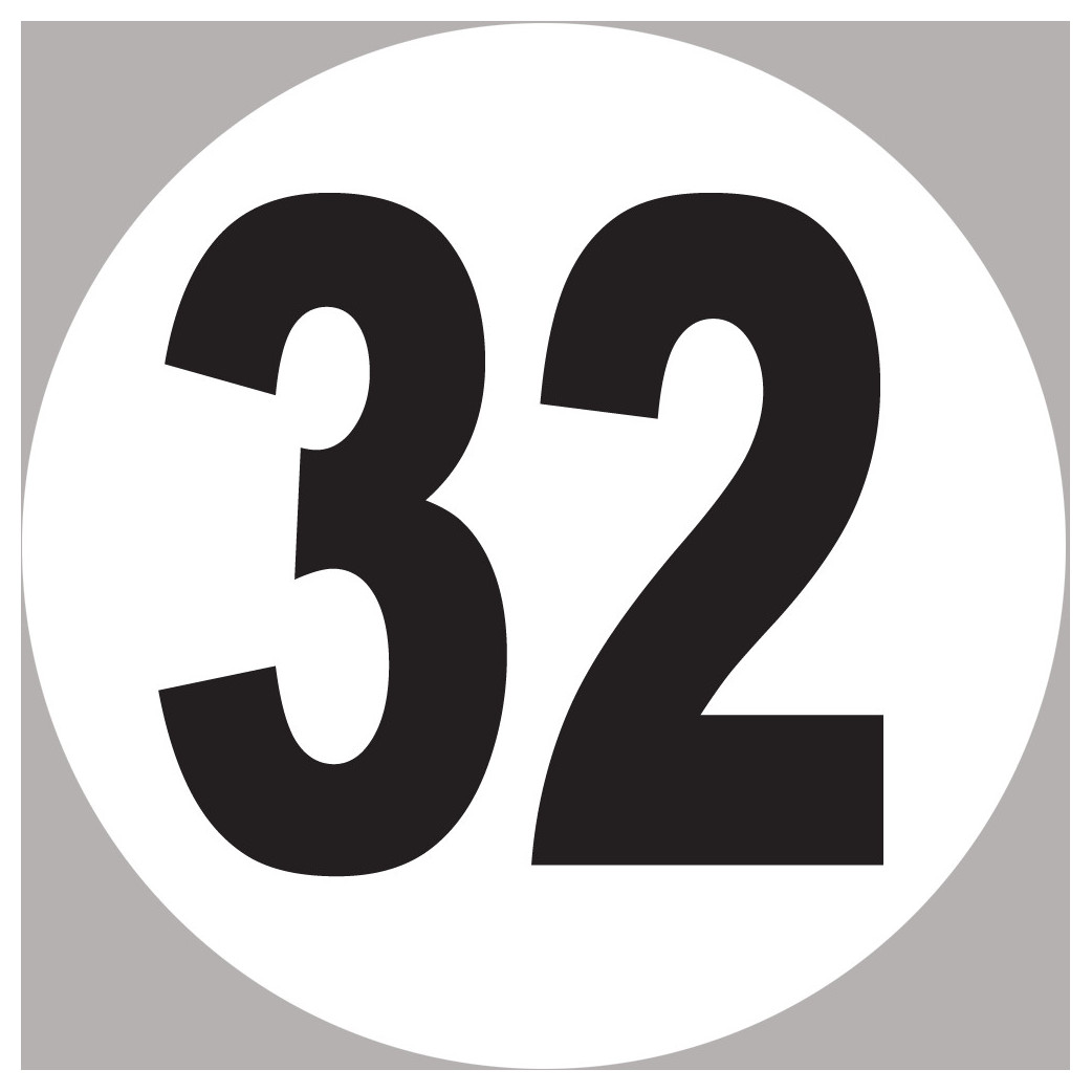 numéro 32 - 15x15cm - Sticker/autocollant