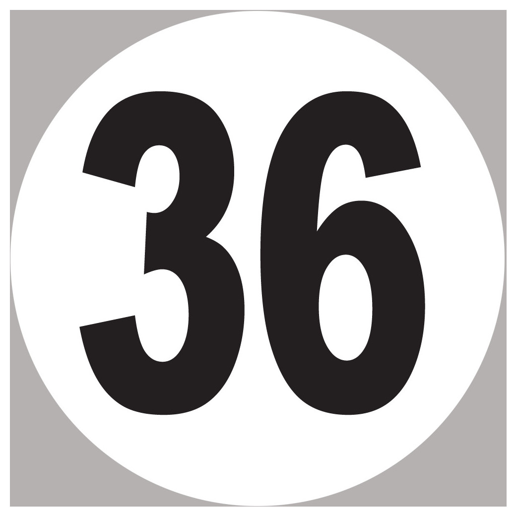 numéro 36 - 15x15cm - Sticker/autocollant