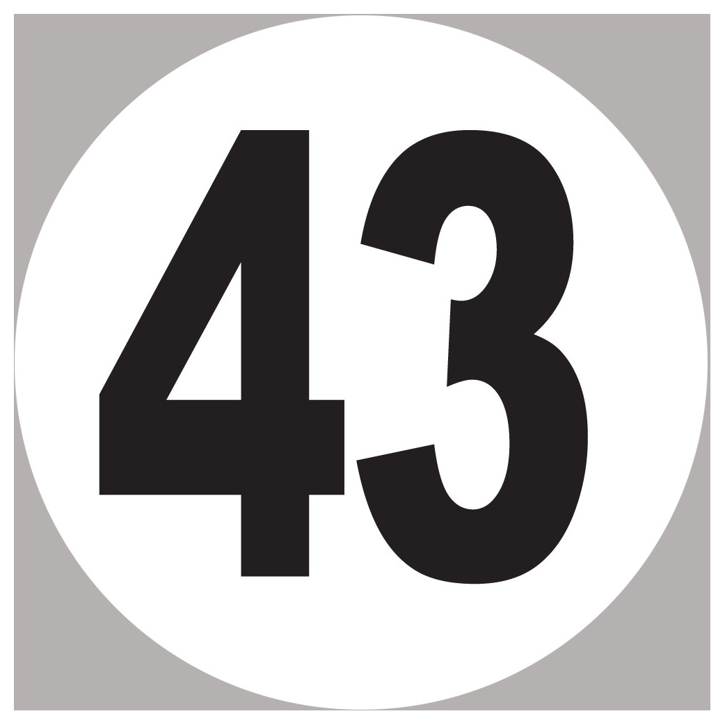 numéro 43 - 15x15cm - Sticker/autocollant