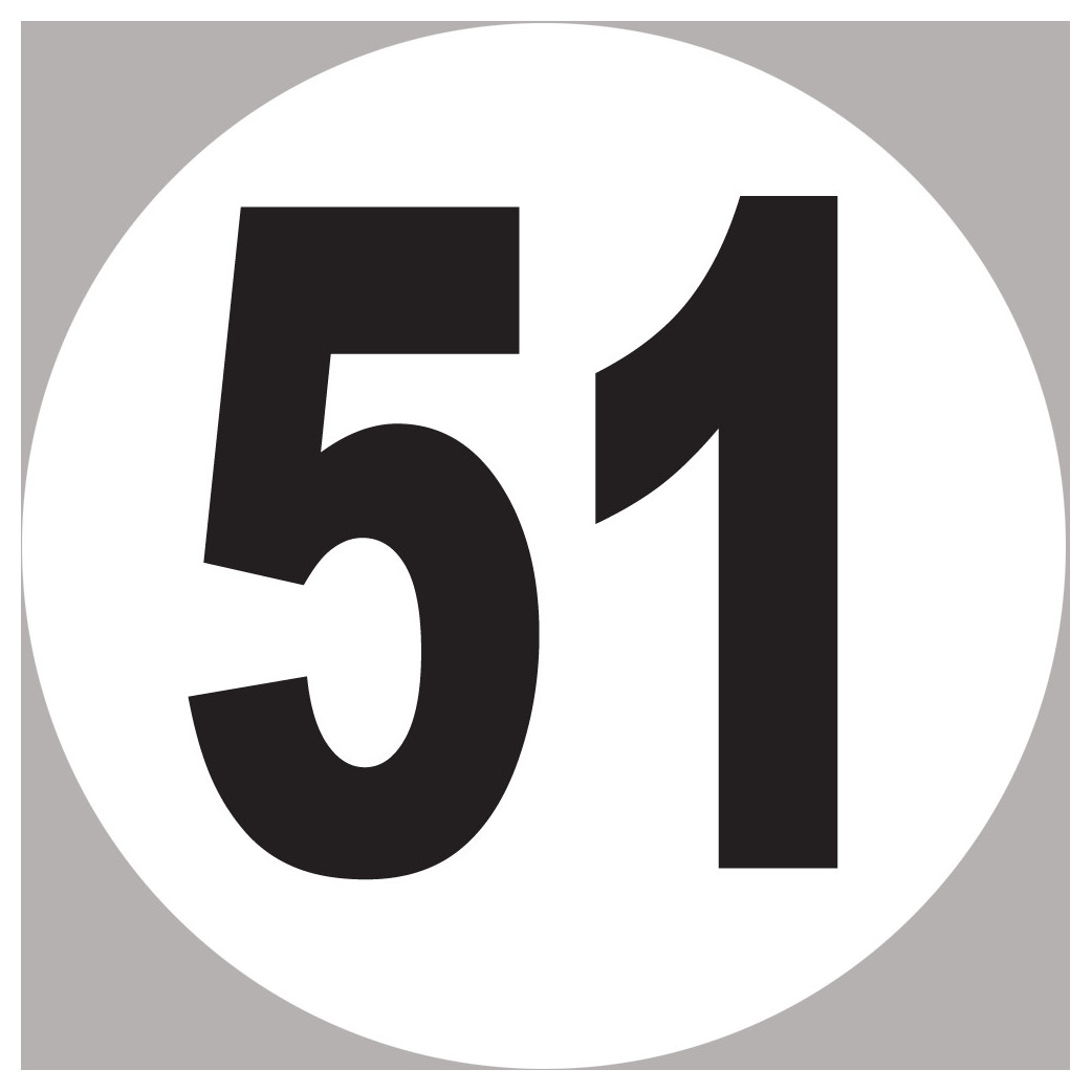 numéro 51 - 10x10cm - Sticker/autocollant