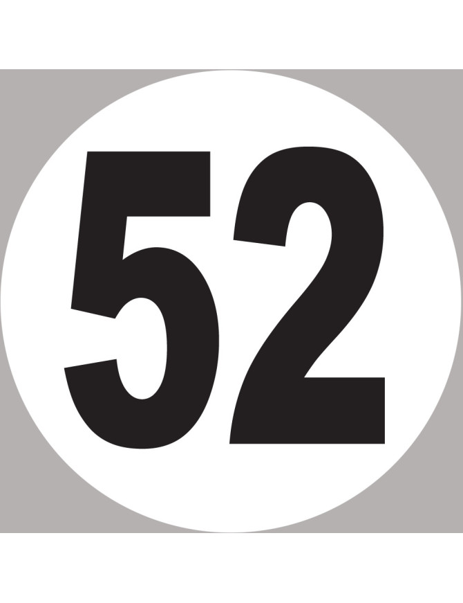 numéro 52 - 5x5cm - Sticker/autocollant