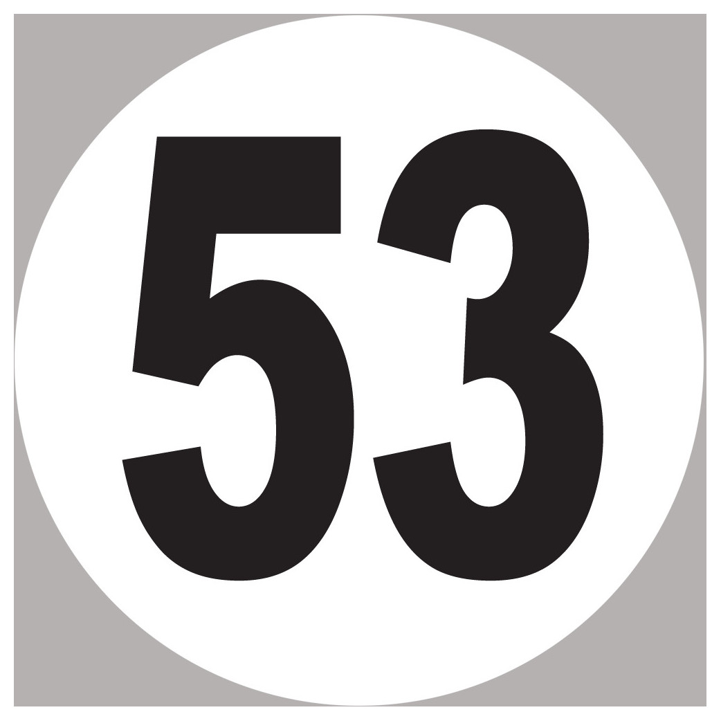 numéro 53 - 20x20cm - Sticker/autocollant