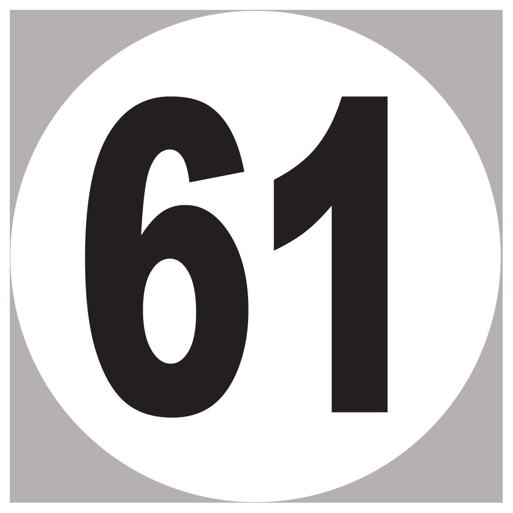 numéro 61 - 15x15cm - Sticker/autocollant