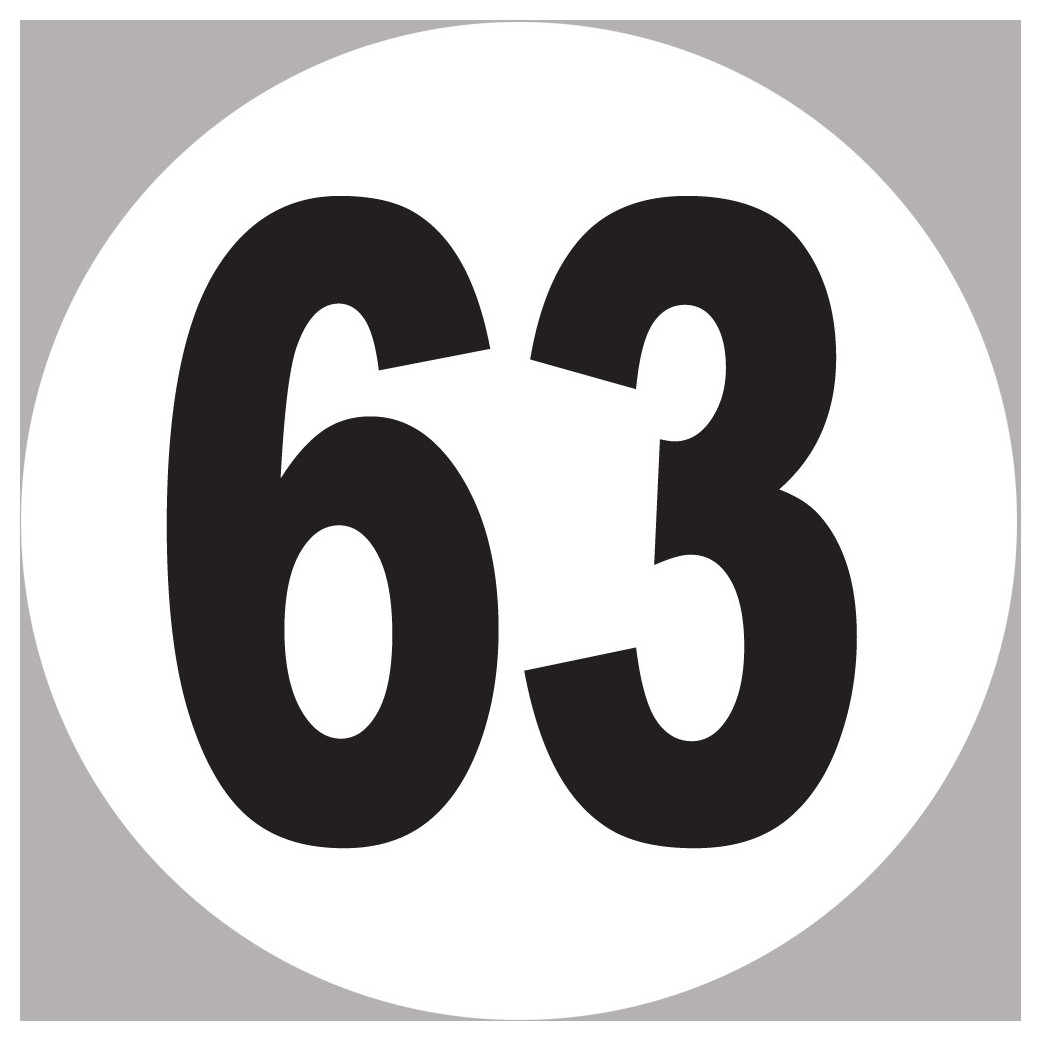 numéro 63 - 10x10cm - Sticker/autocollant