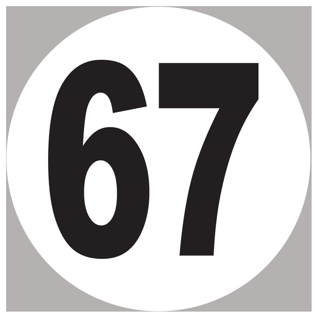 numéro 67 - 10x10cm - Sticker/autocollant