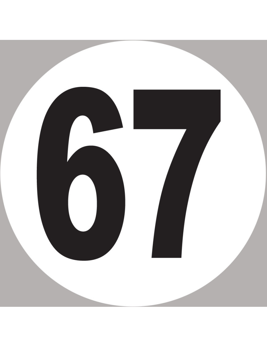numéro 67 - 10x10cm - Sticker/autocollant