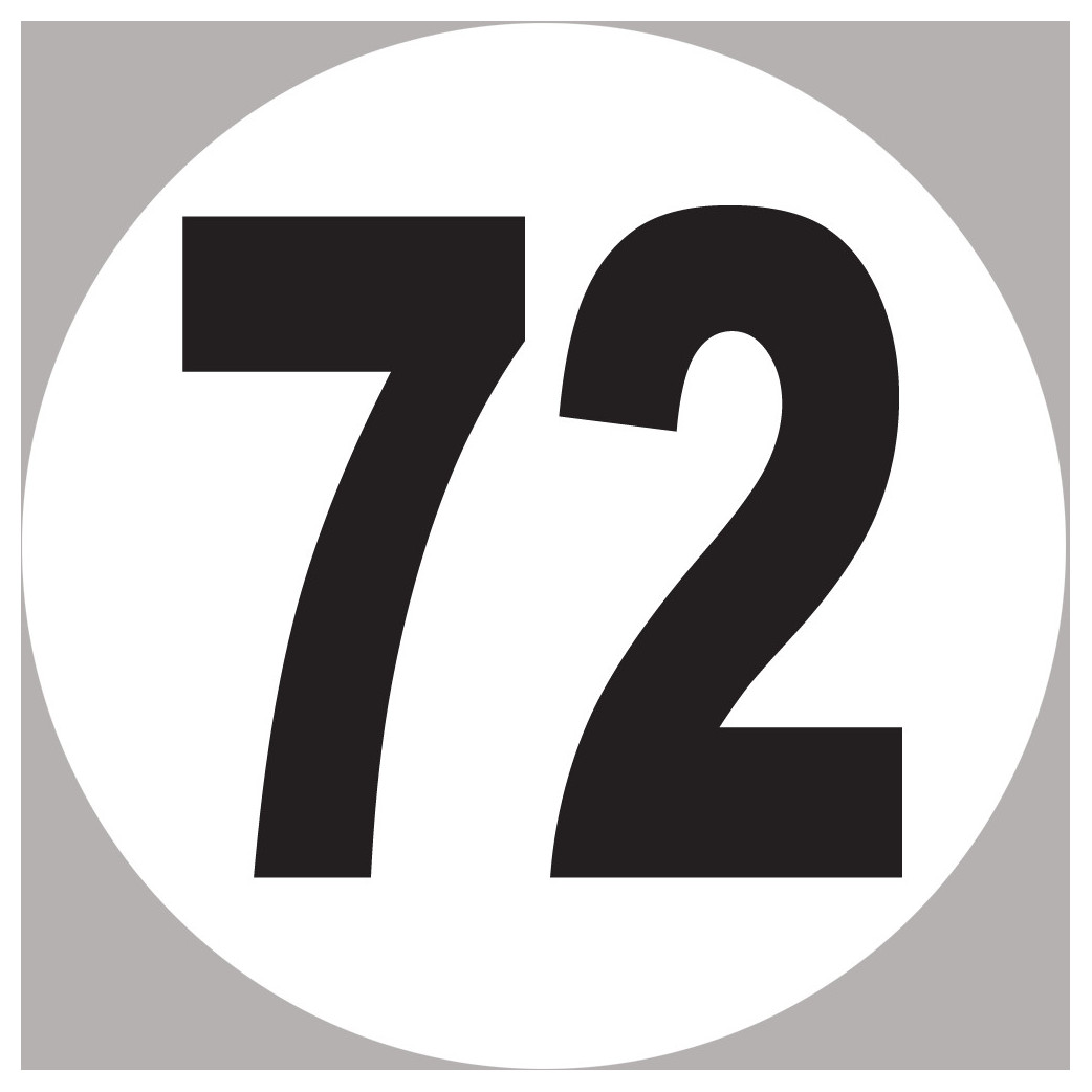 numéro 72 - 20x20cm - Sticker/autocollant