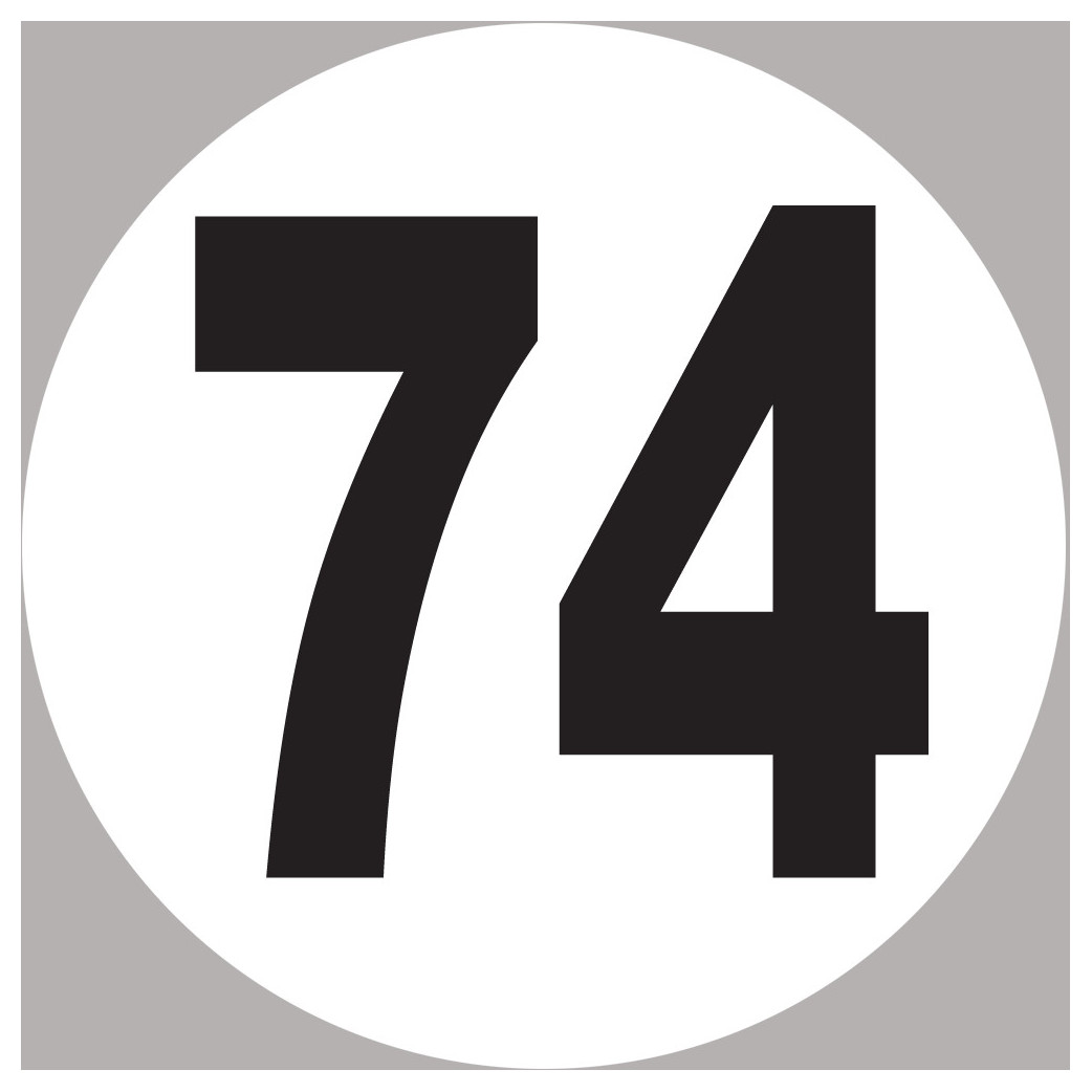 numéro 74 - 5x5cm - Sticker/autocollant