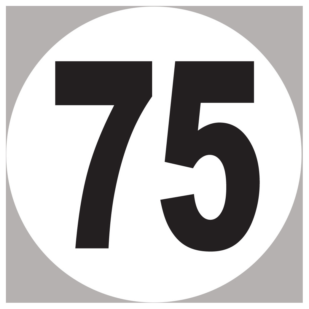 numéro 75 - 10x10cm - Sticker/autocollant