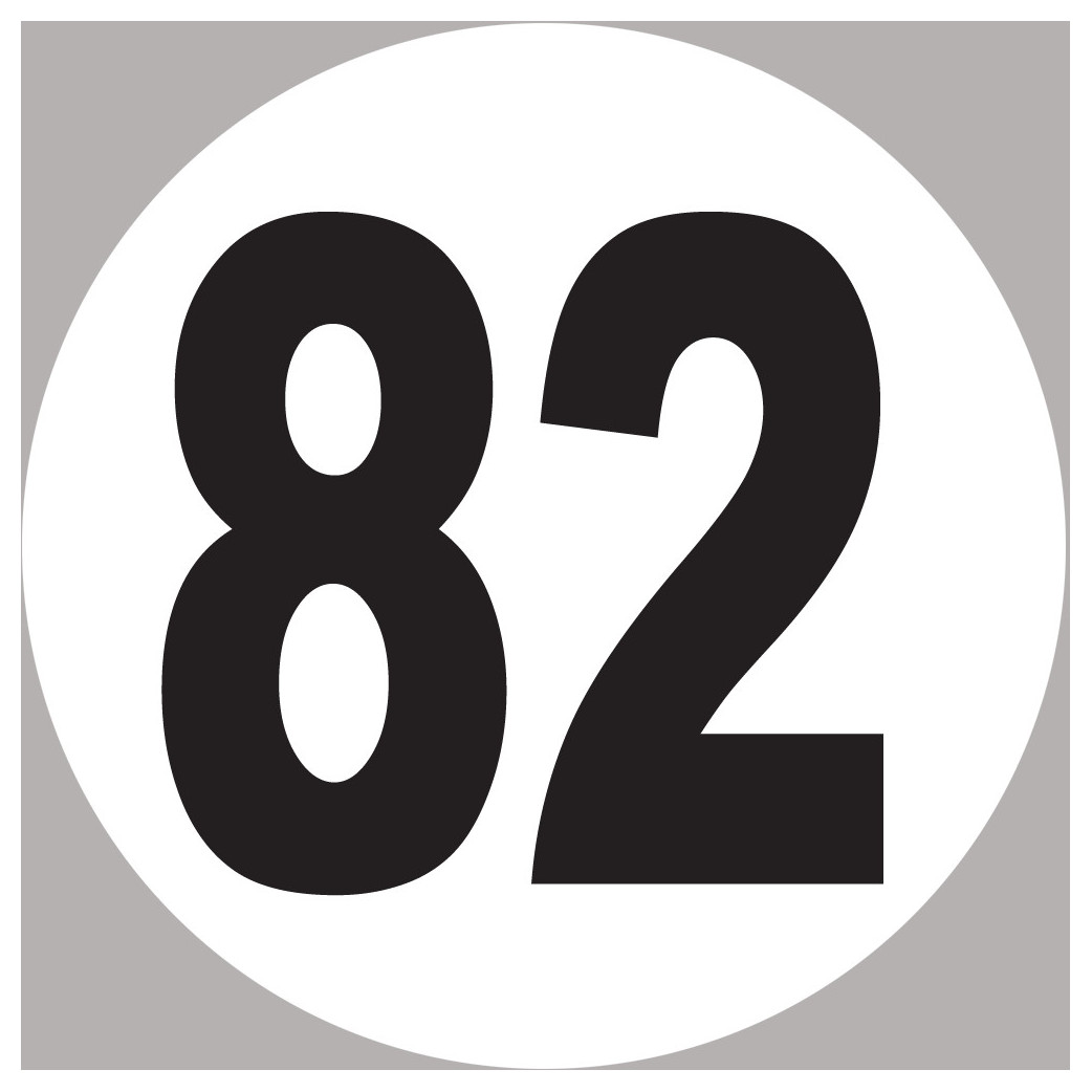 numéro 82 - 10x10cm - Sticker/autocollant