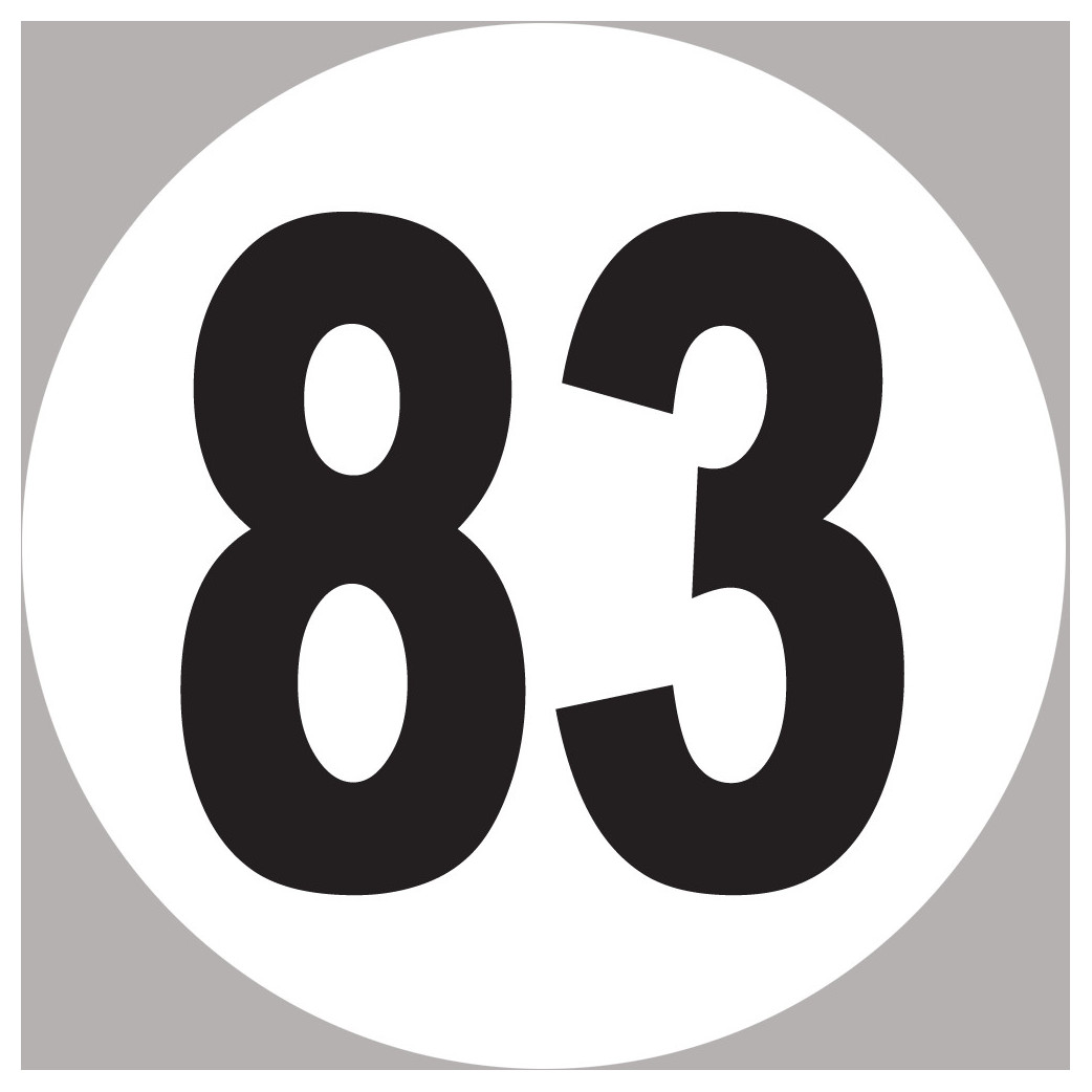 numéro 83 - 15x15cm - Sticker/autocollant