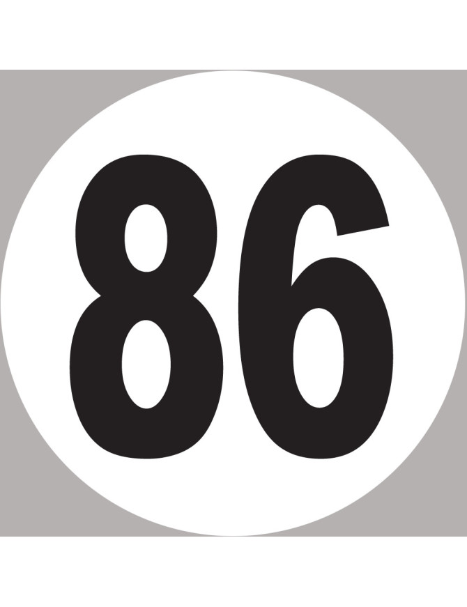 86 Number Sticker numéro 86 - 5x5cm - Sticker/autocollant